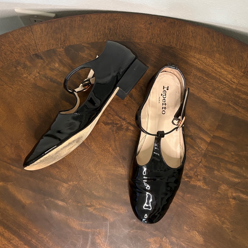Repetto black shiny leather Mary Janes ballet flat size 38 US 7.5